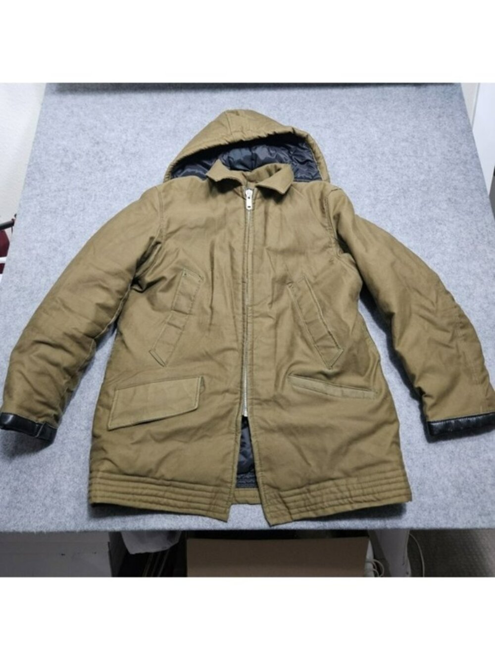 Vtg Golden‎ Fleece Jacket Mens Brown Military Style Snorkel Parka Coat Large 44